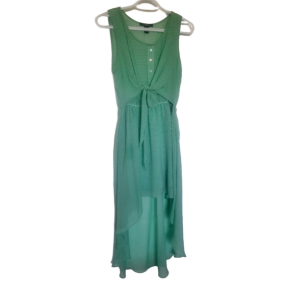 Forever 21 gingham high low casual dress seafoam/mint green small